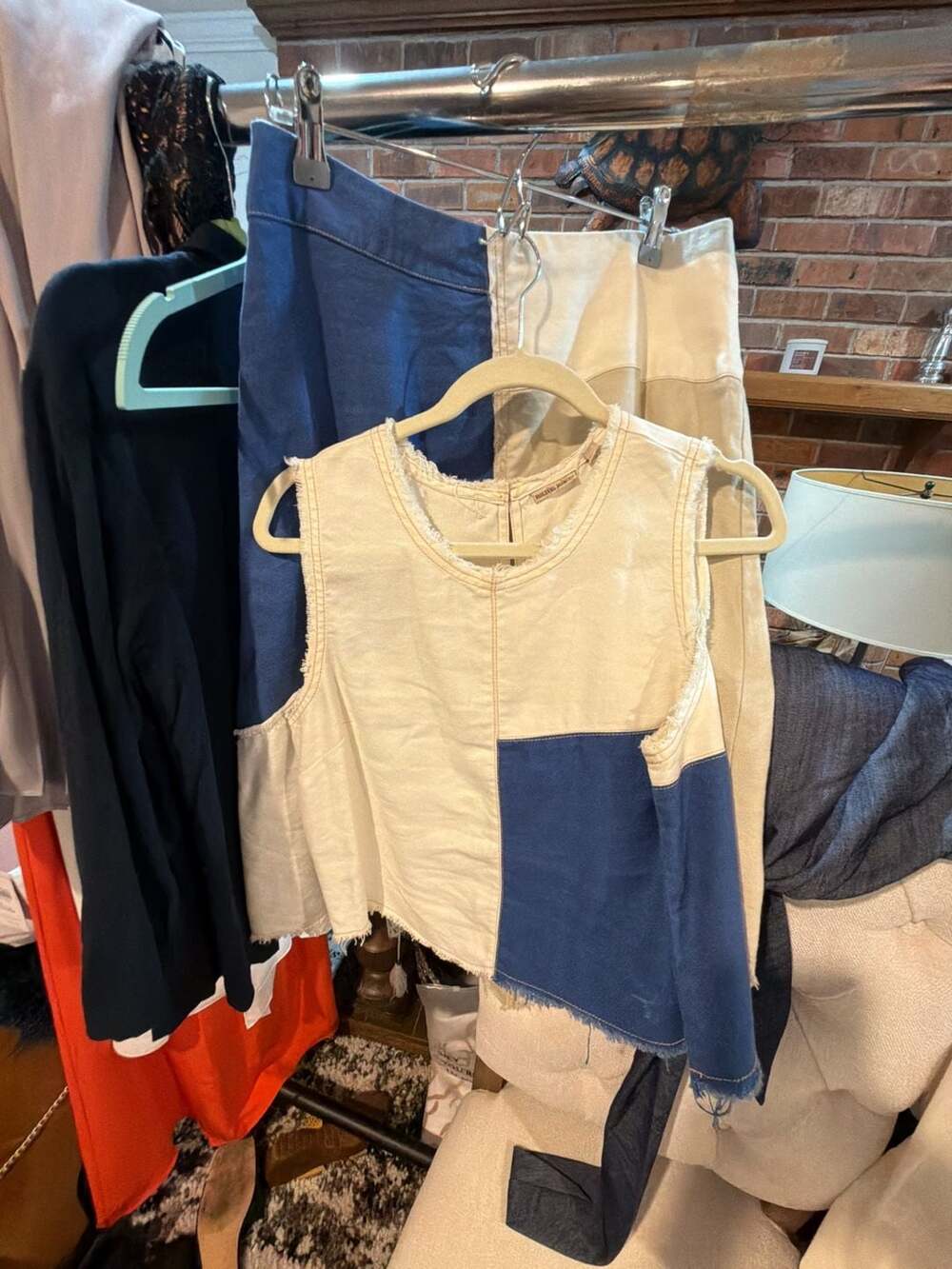 Anthropologie, Holding Horses Tank Top and Asymmetrical skirt Size 10 White Blue